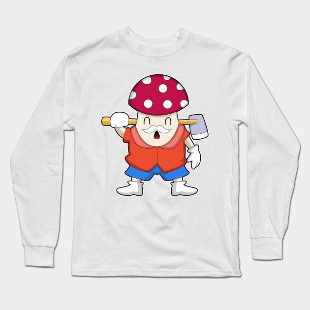 Mushroom as Farmer with Axe Long Sleeve T-Shirt by Markus Schnabel